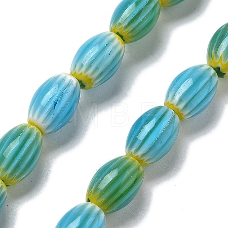 Handmade Millefiori Lampwork Beads Strands LAMP-F035-12H-1