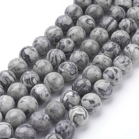 Natural Map Stone/Picasso Stone/Picasso Jasper Beads Strands X-G-G047-8mm-1