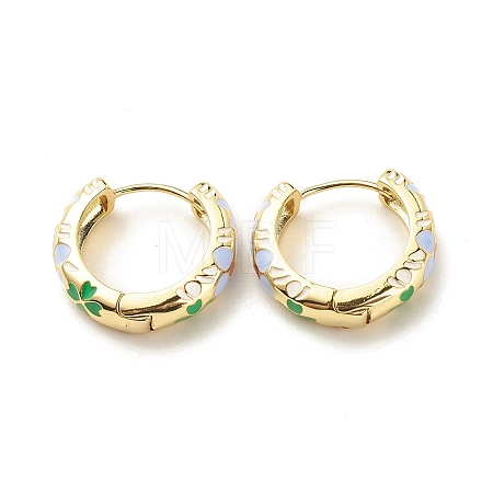 Flower Enamel Hoop Earrings EJEW-G290-03G-D-1