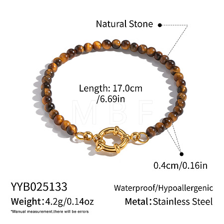 Natural Tiger Eye Rondelle Beaded Bracelets OA9565-1-1