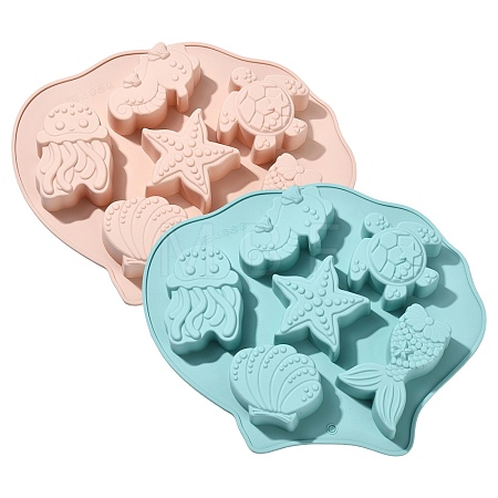 2Pcs 2 Colors Ocean Themed Baking Silicone Molds ST-CJ0043-086-1