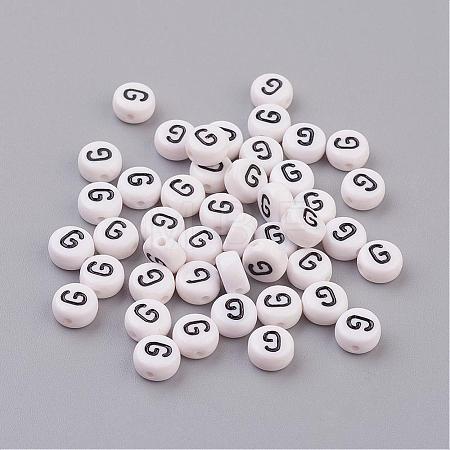 Acrylic Horizontal Hole Letter Beads X-PL37C9070-G-1