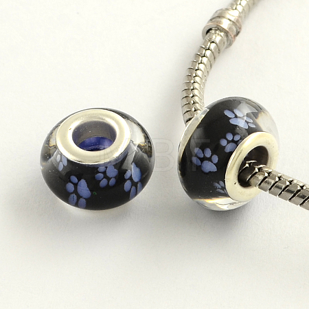 Large Hole Dog Paw Prints Pattern Resin European Beads OPDL-Q128-12B-1