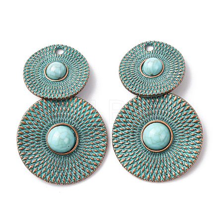 Alloy with Synthetic Turquoise Pendants FIND-B055-01A-1