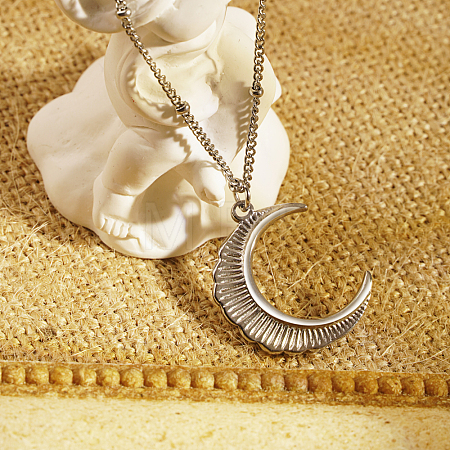 Stainless Steel Moon Pendant Necklace for Women's Daily Wear SO5520-2-1