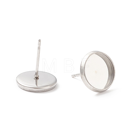 Tarnish Resistant 304 Stainless Steel Flat Round Stud Earring Settings STAS-I017-02-1