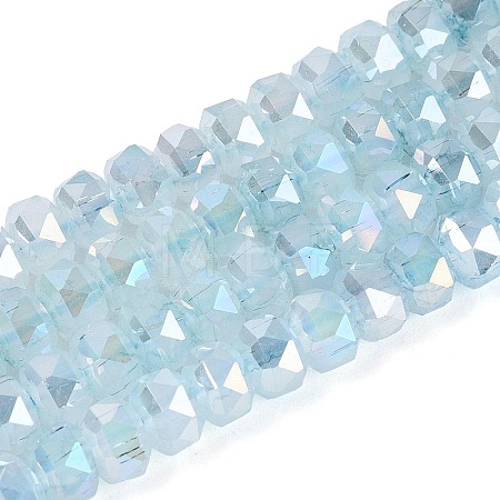 Anti-Tarnish Electroplate Glass Imitation Jade Beads Strands EGLA-T029-6mm-13C-1