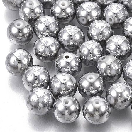 Christmas Electroplate Glass Beads X-EGLA-R113-07B-1
