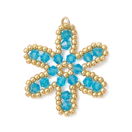 Glass Seed Beaded Pendants PALLOY-MZ01270-01-1