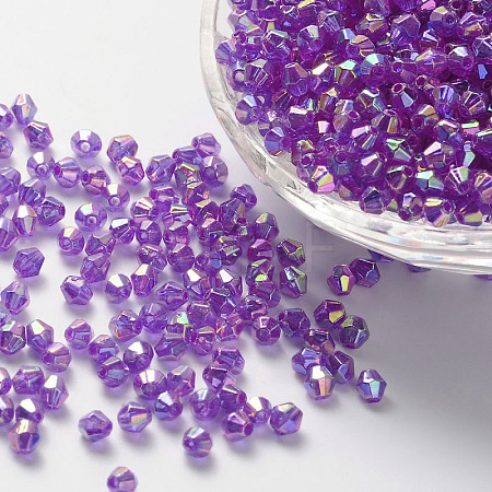 Bicone AB Color Plated Eco-Friendly Transparent Acrylic Beads TACR-A003-4mm-28-1