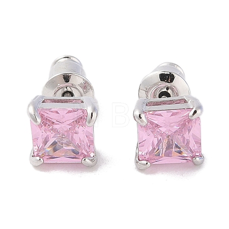 Rack Plating Brass Micro Pave Cubic Zirconia Stud Earrings EJEW-I304-01P-03-1