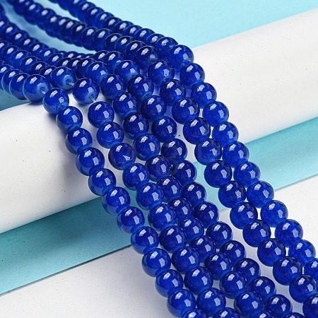 Baking Paint Imitation Jade Glass Round Bead Strands X-DGLA-Q021-6mm-33-1