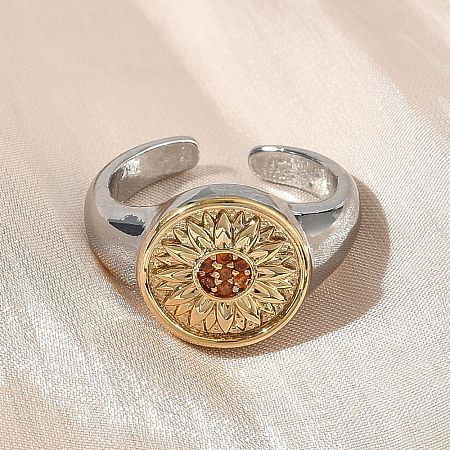 Brass Micro Pave Clear Cubic Zirconia Cuff Rings RJEW-G364-01GP-02-1