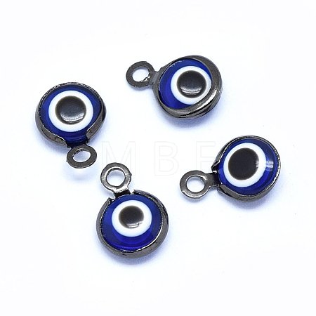 Handmade Evil Eye Lampwork Charms KK-F764-13B-04-1