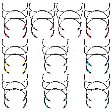 20Pcs 10 Styles Handmade Porcelain Round Bead with Waxed Polyester Cord Bracelets BJEW-UN00037-1
