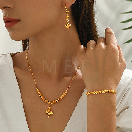 Heart Brass Bracelets & Earrings & Necklaces Sets for Women VB4825-1