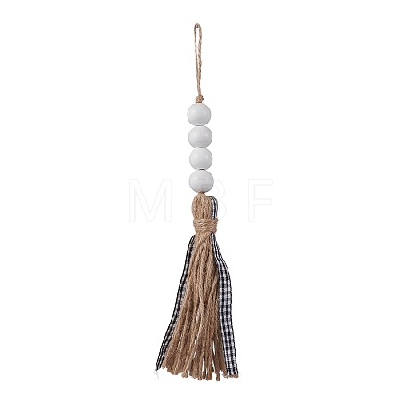 Jute Rope Tassel Hanging Ornaments HJEW-JM02267-1