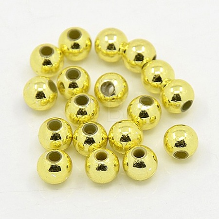 Plating Plastic Acrylic Round Beads PACR-L003-5mm-G-1