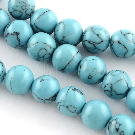 Synthetical Turquoise Gemstone Round Bead Strands TURQ-R035-6mm-03-1
