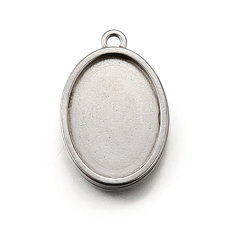 304 Stainless Steel Pendant Cabochon Settings X-STAS-S181-02P-E-1