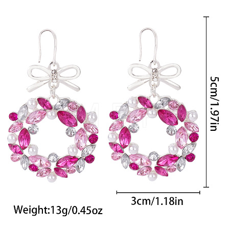 Christmas Alloy & Rhinestone & Plastic Pearl Stud Dangle Earrings FS-WG10992-20-1