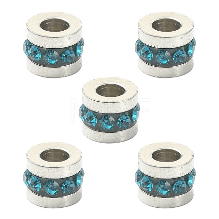 201 Stainless Steel Polymer Clay Rhinestone Inlaid Beads RB-YW0001-11D-1