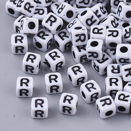 White Opaque Acrylic Beads X-MACR-R869-02R-1