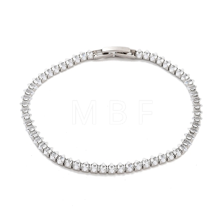 Brass Pave Clear Cubic Zirconia Horse Eye Link Bracelets BJEW-B094-03A-P-1