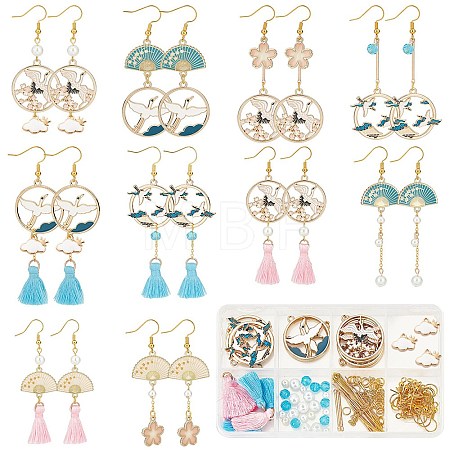 DIY Fan Bird Flower Dangle Earring Making Kit DIY-SC0020-40-1