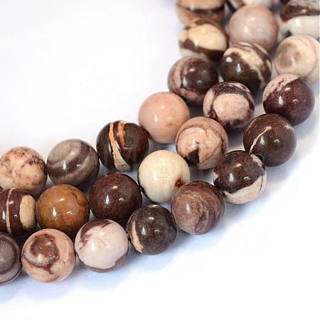 Natural Zebra Jasper Round Bead Strands G-E334-10mm-12-1