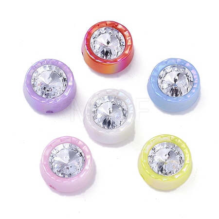 UV Plating Iridescent Acrylic with Rhinestone Beads X-OACR-B021-07-1