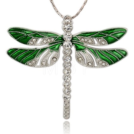 Platinum Alloy Enamel Dragonfly Big Pendants ENAM-J033-01P-1
