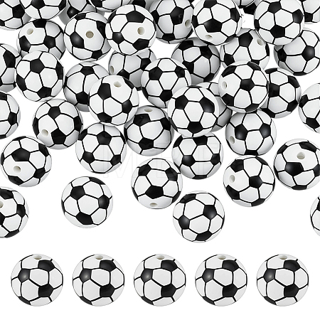 40Pcs Printed Round Silicone Focal Beads SIL-OC0001-24E-1