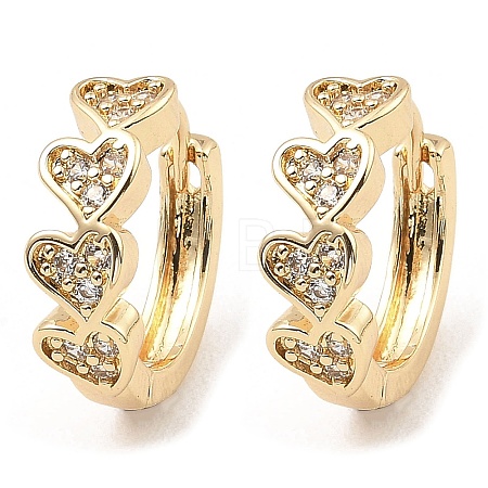 Brass with Cubic Zirconia Hoop Earrings EJEW-D078-26KCG-1