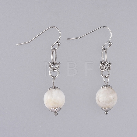 Natural White Moonstone Dangle Earrings EJEW-JE03934-05-1