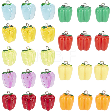 36Pcs 9 Colors Resin Imitation Vegetable Pendants RESI-SC0003-13-1
