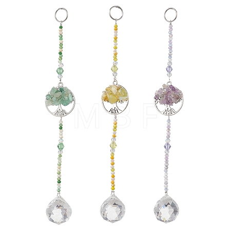 Glass Teardrop Window Hanging Suncatchers HJEW-JM04544-1