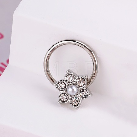 316L Stainless Steel Micro Pave Cubic Zirconia Hoop Nose Rings WG5D603-16-1