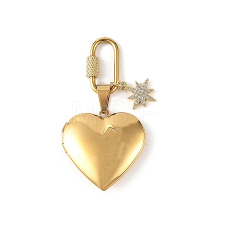 316 Stainless Steel Locket & Brass Micro Pave Cubic Zirconia Pendant Decorations PALLOY-JF05949-1