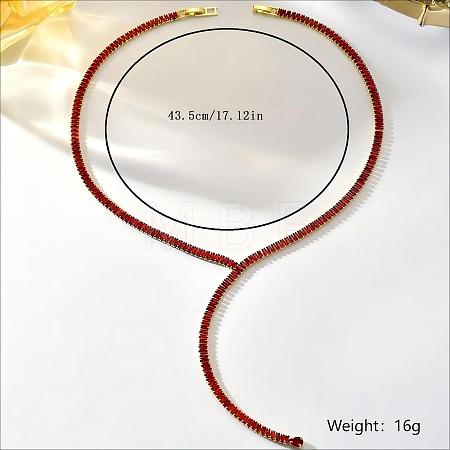 Simple Brass Pave Cubic Zirconia Geometric Tennis Y-shaped Necklaces for Women LN7822-1-1