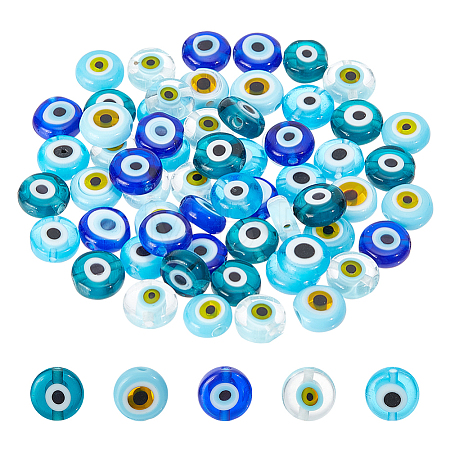 60pcs 5 colors Handmade Evil Eye Lampwork Beads LAMP-NB0001-87-1
