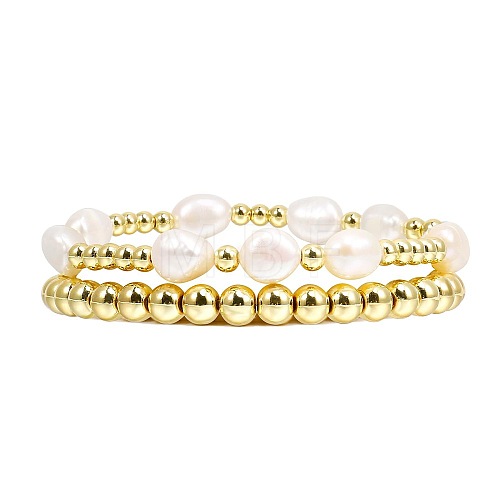 Temperament Magnet Gold Elastic Bracelet Baroque Imitation Pearl Multi layered Layered Bracelet Small and Popular Bracelet BK8855-3-1