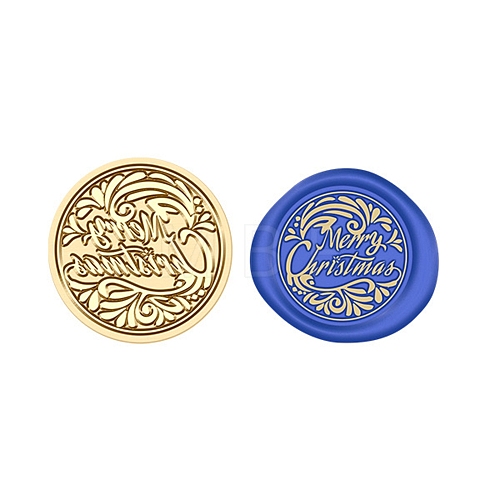 Merry Christmas Wax Seal Brass Stamp Head AJEW-Z031-04G-18-1