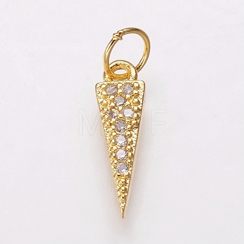 Brass Micro Pave Cubic Zirconia Charms KK-P134-16G-1