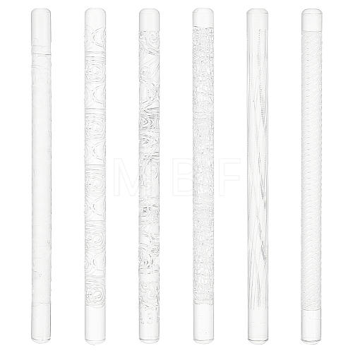 BENECREAT 6Pcs 6 Style Acrylic Carved Rolling Pin AJEW-BC0006-51-1