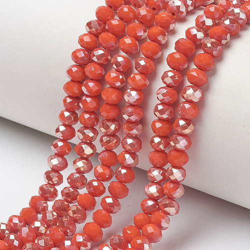 Electroplate Opaque Solid Color Glass Beads Strands EGLA-A034-P4mm-K08-1