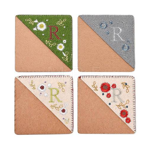 4Pcs Letter Personalized Hand Embroidered Corner Bookmarks JX587R-1