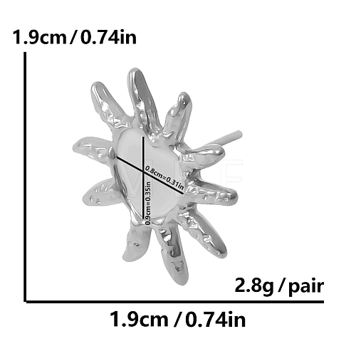 304 Stainless Steel Studs Earrings Findings PW-WG4368E-01-1