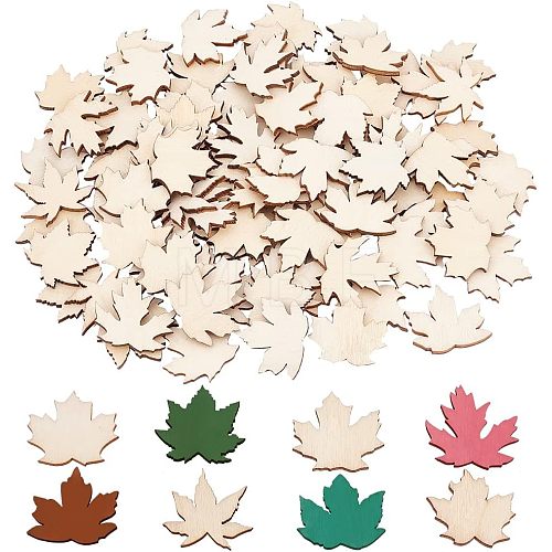 Unfinished Wood Maple Leaf Shape Cutouts DIY-WH0034-99-1