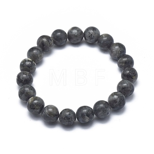 Natural Larvikite Bead Stretch Bracelets X-BJEW-K212-C-046-1